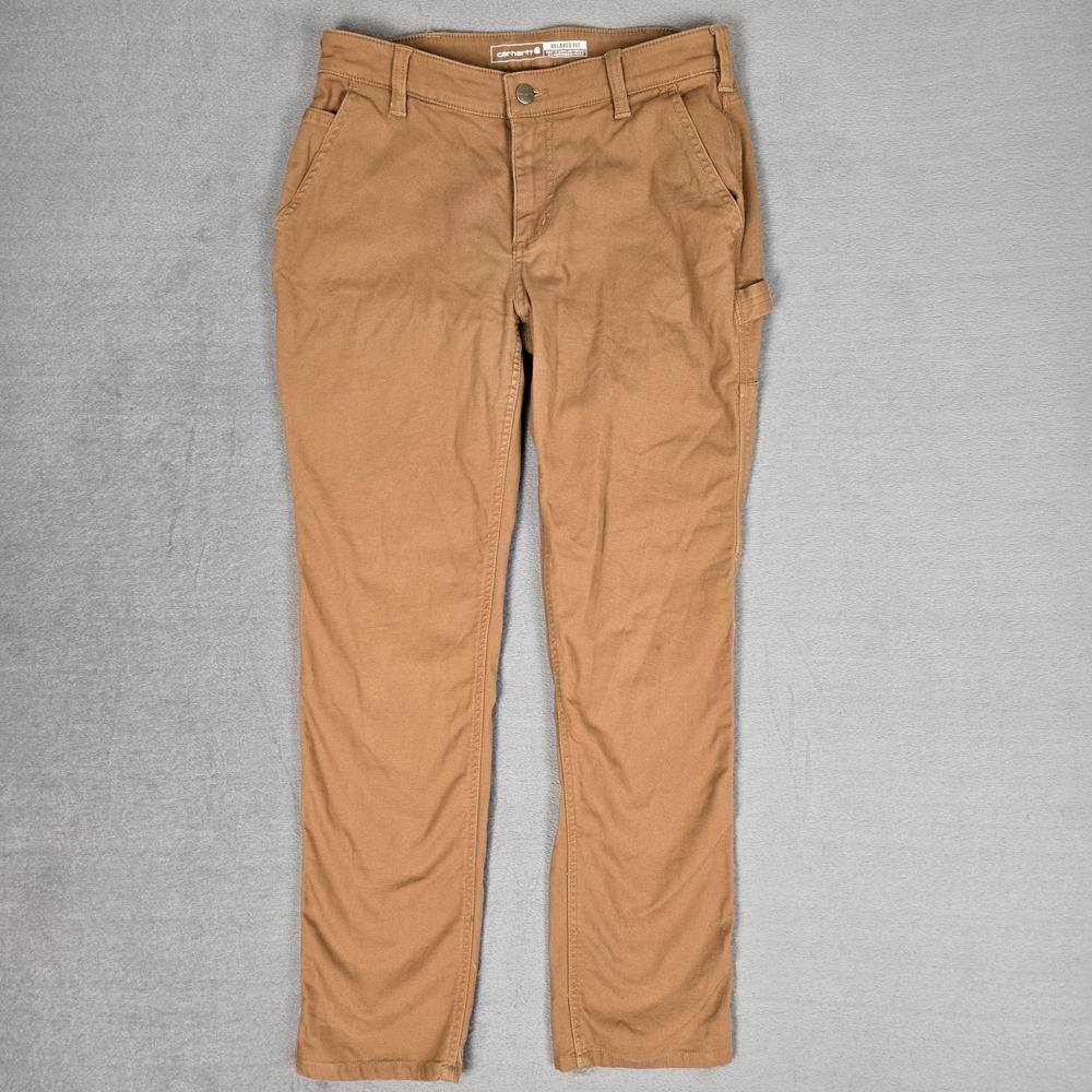 Carhartt Pants Womens 4 Short Rugged Flex Relaxed Fit Canvas Work 105113-BRN